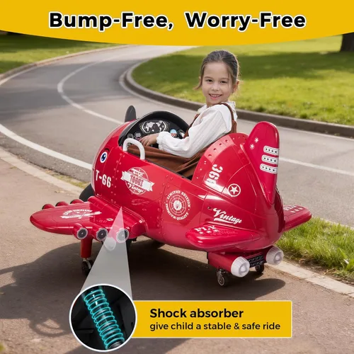 Miniatura 3 de Avión de paseo con control remoto TOBBI - Auto infantil con batería, auto para niños pequeños de 12V para conducir, autos eléctricos de paseo
