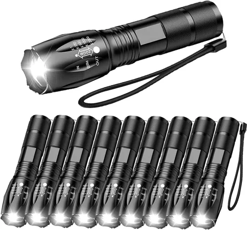 Miniatura 9 de Paquete de 3 linternas superbrillantes, linterna LED de alto lúmenes con haz zoomable, mini linternas para acampar, senderismo, pasear perros
