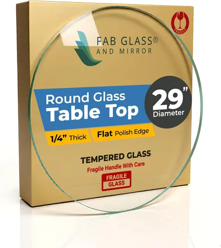 Miniatura 34 de Fab Glass - Mesa redonda de cristal de 48 in, grosor de 3/4 in, cristal pulido plano templado, Vidrio, Transparente
