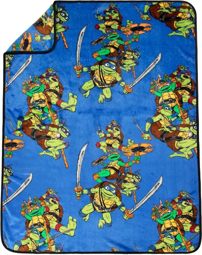 Miniatura 4 de Jay Franco Nickelodeon Teenage Mutant Ninja Turtles Mutant Mayhem Leonardo Nogginz - Juego de manta y almohada de felpa de 40 x 50 pulgadas, juego