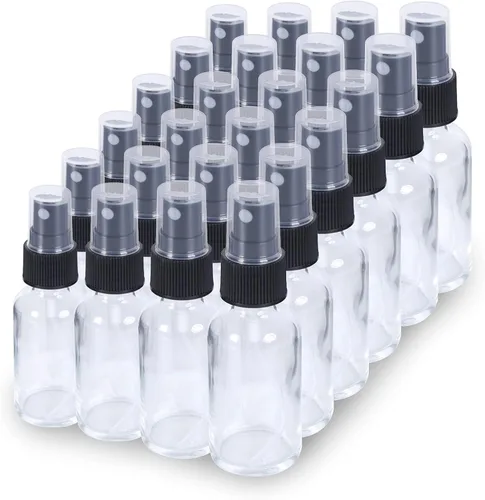 Miniatura 8 de Botella pulverizadora de vidrio de 2 onzas, botellas de vidrio Boston de niebla fina con pulverizador de niebla fina negra, botellas pequeñas