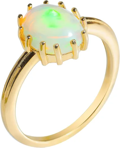Miniatura 3 de YoTreasure Anillo de oro de 14 quilates con ópalo etíope de 0.315 x 0.394in, sobre plata 925