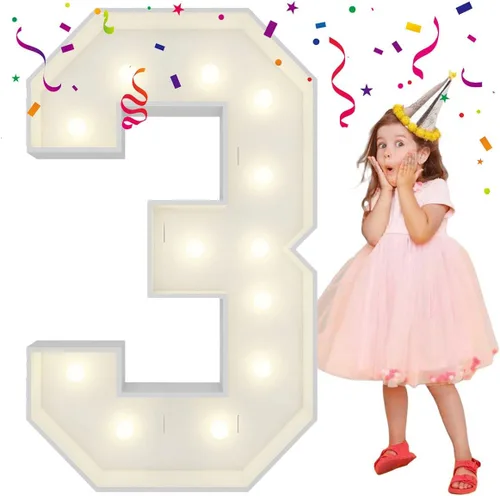 Miniatura 36 de Letras iluminadas con marco de 3 pies de alto, letras enormes con marco, marco de globos en mosaico, letra grande para decoraciones de compromiso