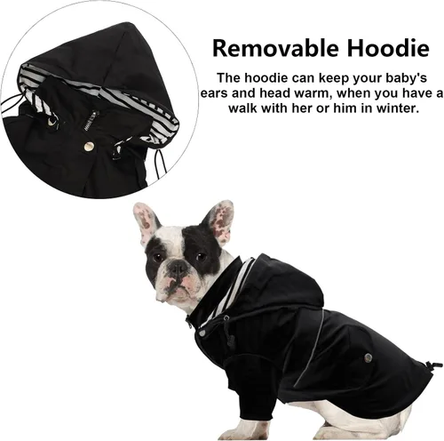 Miniatura 4 de Morezi - Impermeable con cremallera y botones reflectantes para perro, para la lluvia, cordón ajustable, capucha extraíble, elegante y de primera