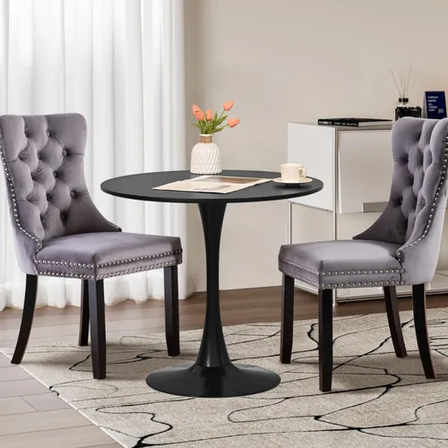 Miniatura 61 de Juego de 6 Sillas de Comedor Tapizadas de Terciopelo, Sillas Laterales de Cocina de Estilo Moderno con Ribete de Tachuelas y Patas de Madera, Anillo