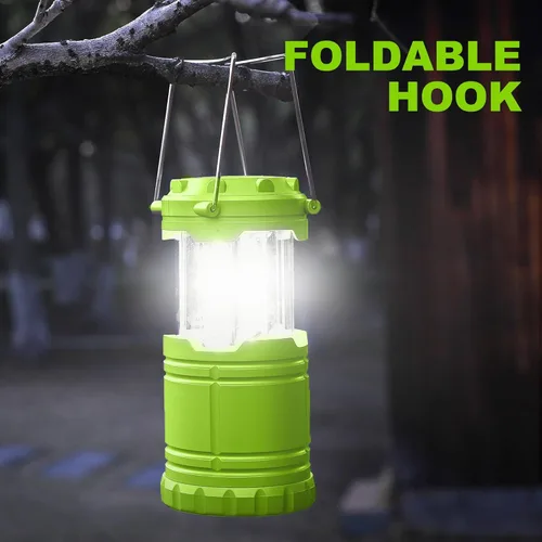 Miniatura 9 de Paquete de 2 mini linternas LED verdes para acampar, luces portátiles para acampar, lámparas con mango al aire libre, luces de emergencia esenciales