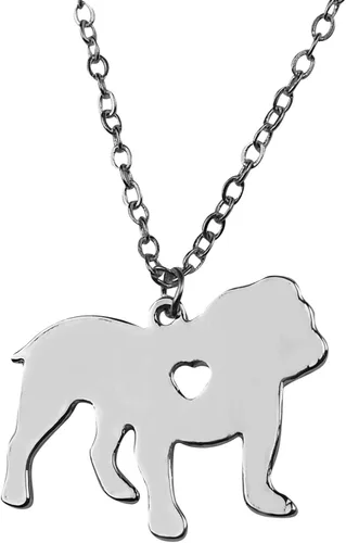 Art Attack Silvertone I Love My Dog Lover Corazón English Bulldog francés Pet Puppy Rescue Collar
