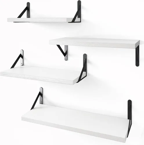 Miniatura 27 de YGEOMER - Estantes flotantes, juego de 4 unidades, color negro carbonizado, multifuncionales, montaje en pared, estantes para sala de estar, baño