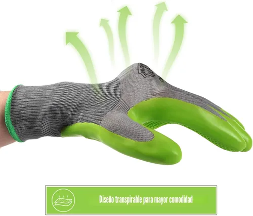 Miniatura 3 de WORKPRO 6 pares de guantes de jardín, guantes de trabajo con revestimiento de palma de látex ecológico, guantes de jardinería, guantes de trabajo