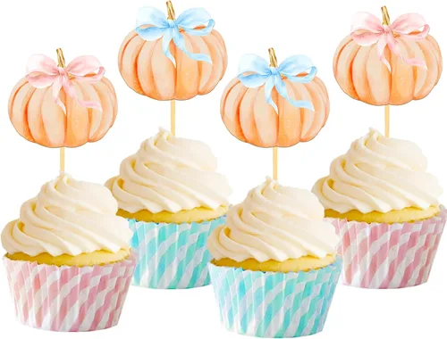 Miniatura 7 de Pumpkin Oh Baby - Decoración para cupcakes con temática de calabaza, para baby shower, cumpleaños, Acción de Gracias, Halloween, fiesta, suministros