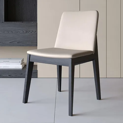 Miniatura 14 de Sillas de comedor tapizadas gruesas, sillas de cocina modernas de madera sólida, sillas de comedor tapizadas de cuero con marco minimalista, muebles