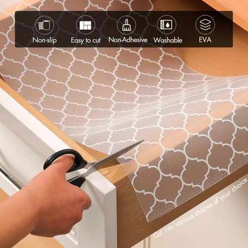 Miniatura 5 de Cooyes Revestimiento de Estante para Gabinetes de Cocina – Forro de Cajón Impermeable No Adhesivo – Material EVA Duradero Papel de Estante Fácil