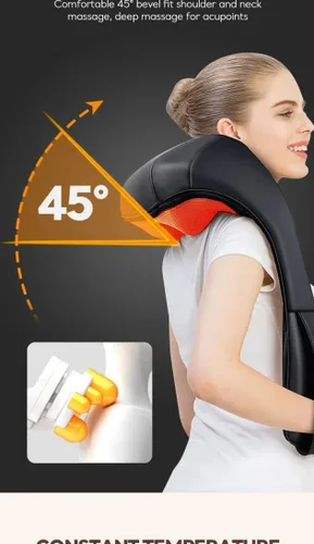 Miniatura 3 de Masajeador de cuello, hombros y espalda Shiatsu 4D con masaje de amasamiento profundo con calor para uso relajante corporal en casa, automóvil