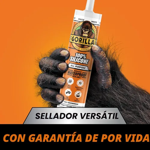 Miniatura 2 de Gorilla Sellador de silicona impermeable para calafatear y sellar, cartucho de 10 onzas (paquete de 1), sellador de calafateo blanco para cocina
