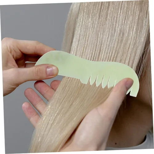 Miniatura 9 de 2 unids peine raspador cuero cabelludo cabeza jade herramienta raspado piedra para el cabello verde peines masaje de mano relajarse tablero guasha