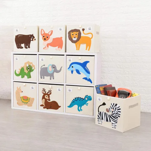 Miniatura 5 de Contenedores plegables de almacenamiento de animales de tela, caja/cofre/organizador para niños pequeños/niños, guardería, sala de juegos, 13 Alpaca