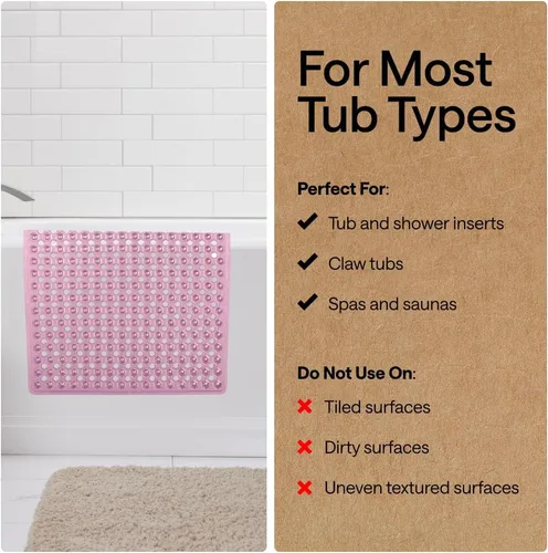 Miniatura 5 de GORILLA GRIP - Alfombrilla patentada para bañera y ducha, tapetes lavables para el piso de la bañera, ventosas y agujeros de drenaje para mantener