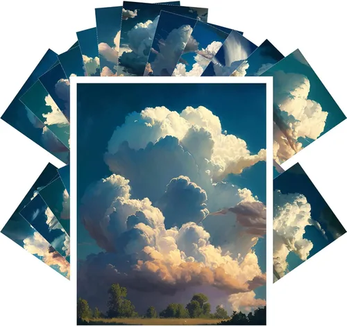 PIXILUV Postales vintage (24 piezas de 4 x 6 pulgadas cada una) Nubes Acuarela Paisaje Vistas Postales Vintage Postales Libros Ilustraciones