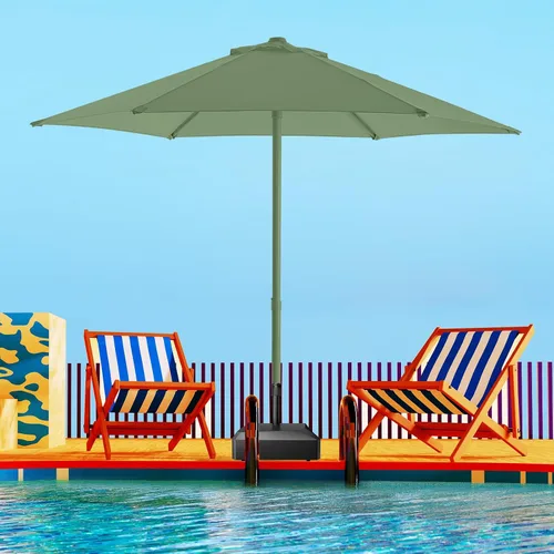 Miniatura 19 de HOMSHADE Sombrilla de patio al aire libre de 9 pies, sombrilla para mesa de mercado, piscina, terraza, protección UV UPF50+ con botón de Rojo
