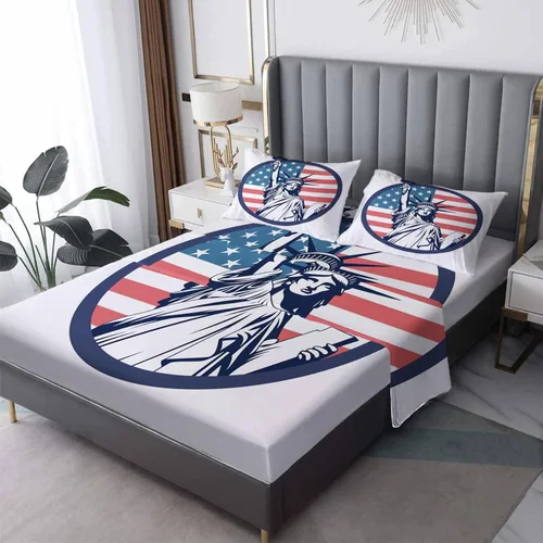 Miniatura 9 de Sábanas de bandera estadounidense tamaño King – Juego de sábanas de bandera de Estados Unidos para niños y niñas, juego de sábanas de estrellas