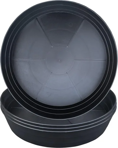 Plato para macetas de 10 a 25 pulgadas, bandejas de riego extra profundas para macetas, bandeja de drenaje pesada para interiores sin agujeros, 4