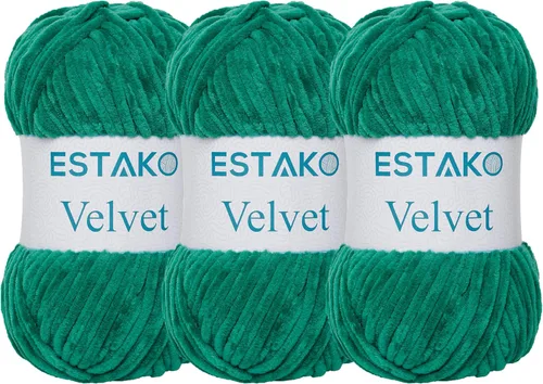 Miniatura 10 de Estako Manta de felpilla de terciopelo amigurumi para tejer y tejer, súper voluminosa, 3.53 oz (132 yardas) (1710 - naranja)