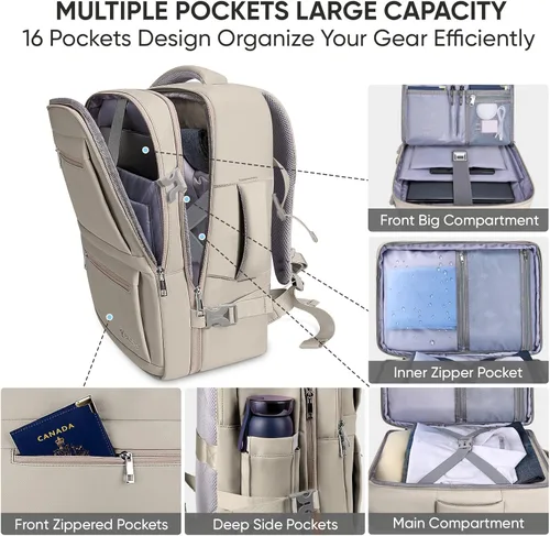 Miniatura 2 de BALEINE Mochila de Viaje para Mujeres y Hombres, Mochila Grande y Resistente de Equipaje de Mano para Laptop, Regalos para Negocios, Casual, Viajes