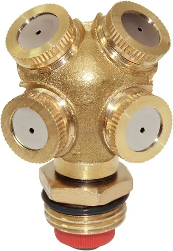 beduan Rociador Mister Head 1/2" NPT Latón 4 Agujeros Manguera de Jardín Aspersores Riego Conexión de conexión con adaptador y filtro de malla