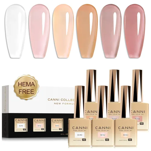 Miniatura 13 de CANNI Kit de esmalte de uñas de gel, 6 colores, rosa nude, 0.3 fl oz, tonos de piel, uñas francesas, marrón neutro, kit de uñas de gel para remojar