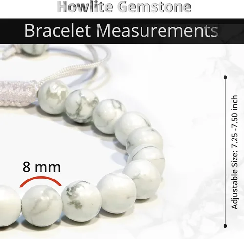 Miniatura 80 de Adjustable Crystal Bracelet – Gemstone Bead Bracelet with Adjustable Macrame String – Chic Gemstone Bracelet for Men and Women – 8mm Round Healing