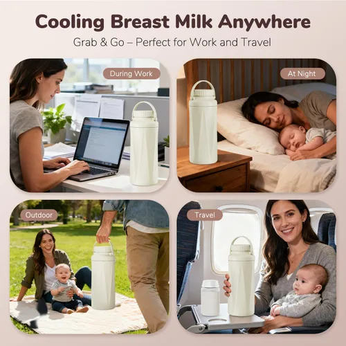 Miniatura 6 de Botella Aislante Portátil de 22oz para Leche Materna - Enfriador de Leche para Viajes al Aire Libre, Mantiene la Leche Fresca por Más de 24 Horas