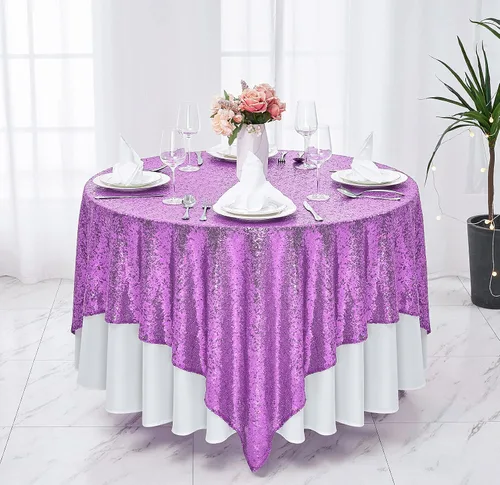 Miniatura 8 de Hahuho Mantel rectangular de lentejuelas de 50x80 pulgadas, color champán, mantel con purpurina para decoración de despedida de soltera, cumpleaños