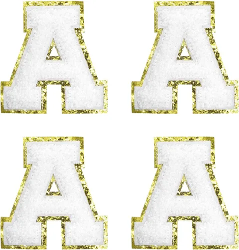 Miniatura 8 de MECCANIXITY 4 parches de letras de felpilla termo-adhesivas con letras del alfabeto blanco, talla M, 3 pulgadas de altura para ropa, zapatos