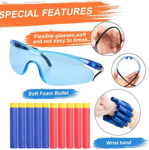 Miniatura 4 de POKONBOY Recuerdos de fiesta compatibles con pistolas Nerf, pulseras de dardos, máscara facial táctica, gafas de seguridad, accesorios de pistola