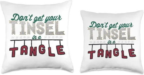 Miniatura 3 de Chicago Designs Don't Get Your Tinsel in A Tangle - Almohada de 16 x 16 pulgadas, multicolor