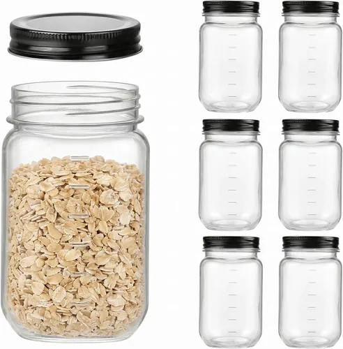 Miniatura 11 de novelinks Tarros de plástico de 16 onzas con tapas, recipientes de avena con tapas herméticas, tarros reutilizables a granel para suministros