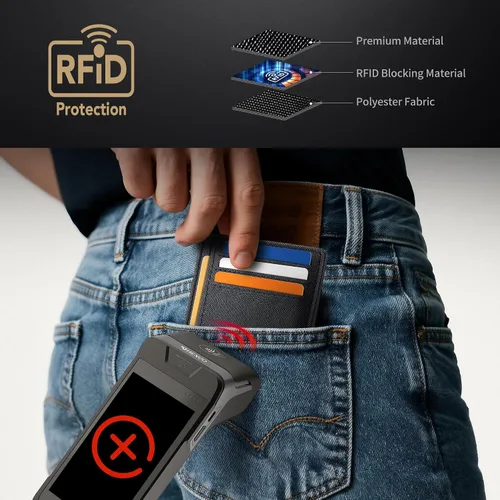 Miniatura 7 de Mayski Cartera delgada minimalista, soporte para tarjetas de crédito para mujeres y hombres, estuches para tarjetas con bloqueo RFID en el bolsillo