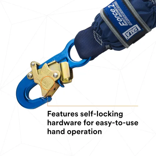 Miniatura 8 de 3M DBI-SALA 6' EZ-Stop 34" tela de poliéster doble pierna 100% cordón de absorción de golpes con gancho de cierre automático en cada extremo