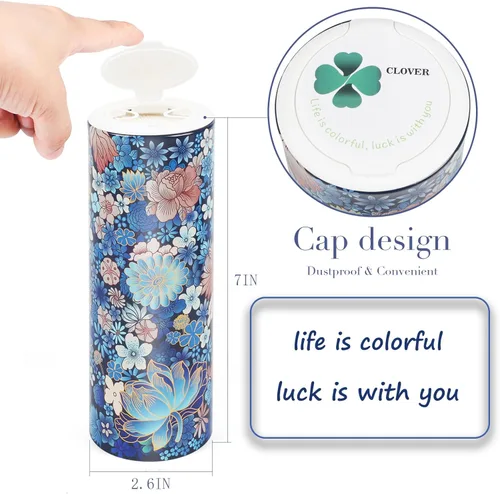 Miniatura 4 de CLOVER Pañuelos Faciales con Tapa - 4 Paquetes Cilindro de Pañuelos para Auto, Portapañuelos para Coche con 200 Hojas de 3 Capas, Cajas Redondas