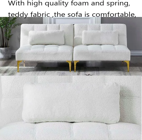 Miniatura 6 de Sofá cama convertible, sofá cama moderno con respaldo ajustable, patas de metal, sofá biplaza tapizado plegable, sofá seccional, asiento de espuma