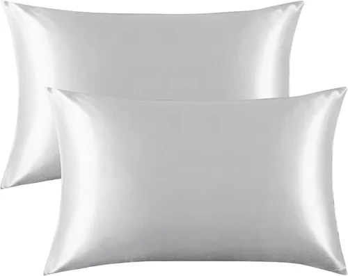 Miniatura 17 de FLXXIE Paquete de 2 fundas de almohada de satén para piel y cabello, 14 x 20 pulgadas, fundas de almohada de viaje suaves y sedosas para niños
