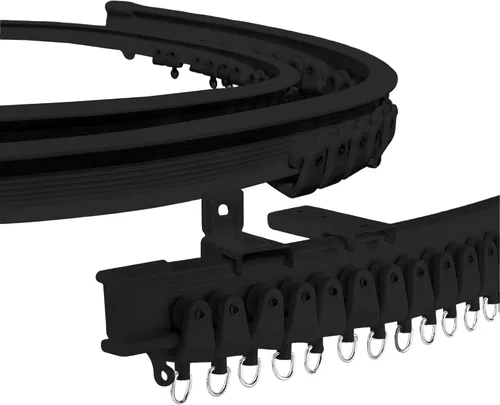 Riel de cortina de techo – Riel de montaje en techo negro flexible flexible de 16.4 ft para divisor de habitación, ducha, baño, instalación de techo