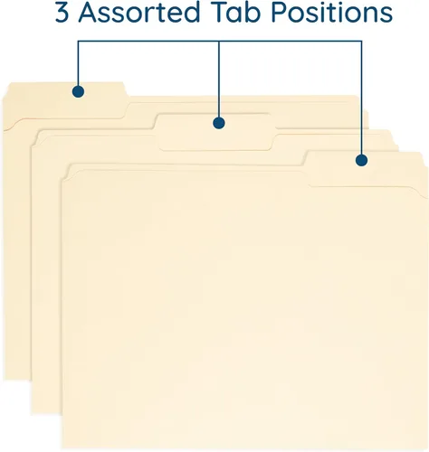 Miniatura 5 de 100 carpetas de archivos resistentes Blue Summit Supplies tamaño carta con pestañas reforzadas de corte 1/3, papel manila grueso de 14 puntos