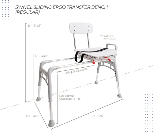 Miniatura 7 de Eagle Health Supplies Silla de ducha deslizante con asiento giratorio, elegible para FSA/HSA, bancos de ducha ajustables en altura para ducha