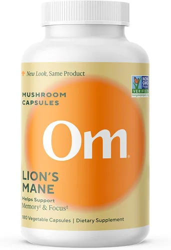 Om Lion's Mane - Cápsulas de hongos orgánicos y nootrópicos - Suplementos cerebrales para la memoria y la concentración, 180 unidades (60 porciones)