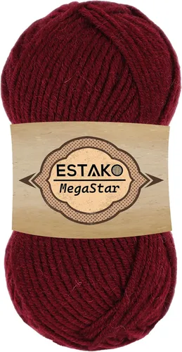 Miniatura 50 de Estako Megastar, 3.52 Oz (100g) de hilo de acrílico 75% y lana 25%, suave, peso grueso voluminoso #5 para crochet y tejer 120 yardas (110m)