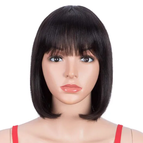 Miniatura 20 de Spotlight Pelucas de cabello humano lacio con encaje frontal de 4 x 4 para mujeres negras, densidad del 180 %, peluca con cierre de encaje virgen