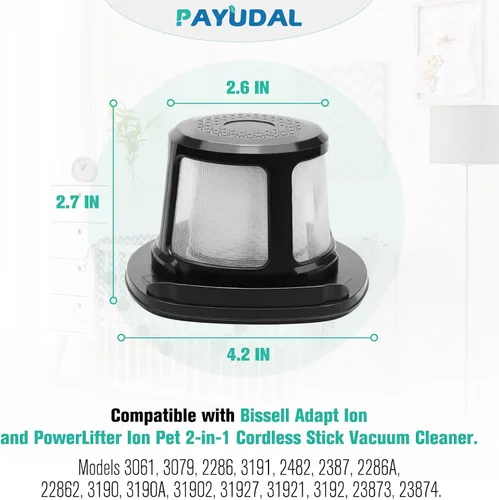 Miniatura 2 de Paquete de 2 filtros de repuesto reutilizables 3061 3079 2286 3190 3191 para aspiradora de palo inalámbrica Bissell Featherweight XRT para Bissell