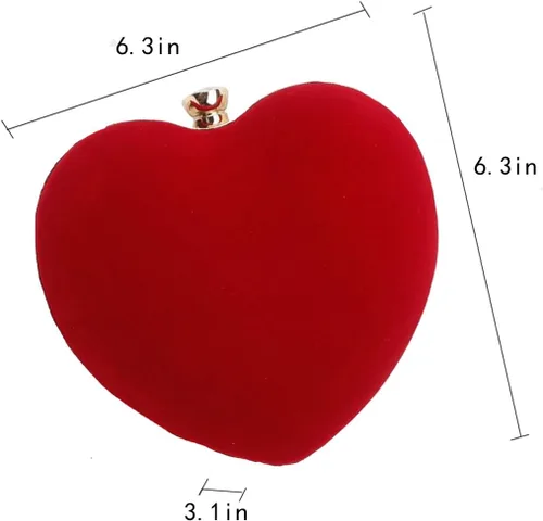 Miniatura 5 de Bolso en forma de corazón para mujer, mini bolso de cadena de embrague, bolso de hombro elegante, bolso de noche