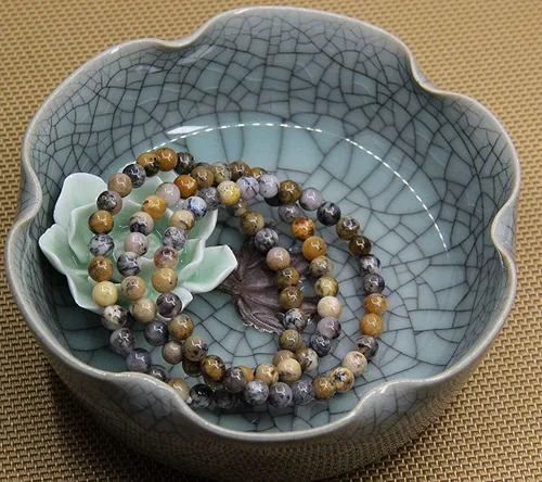 Miniatura 4 de Pulsera elástica de cuentas redondas de piedras semipreciosas de 0.236 in, unisex de 7 pulgadas